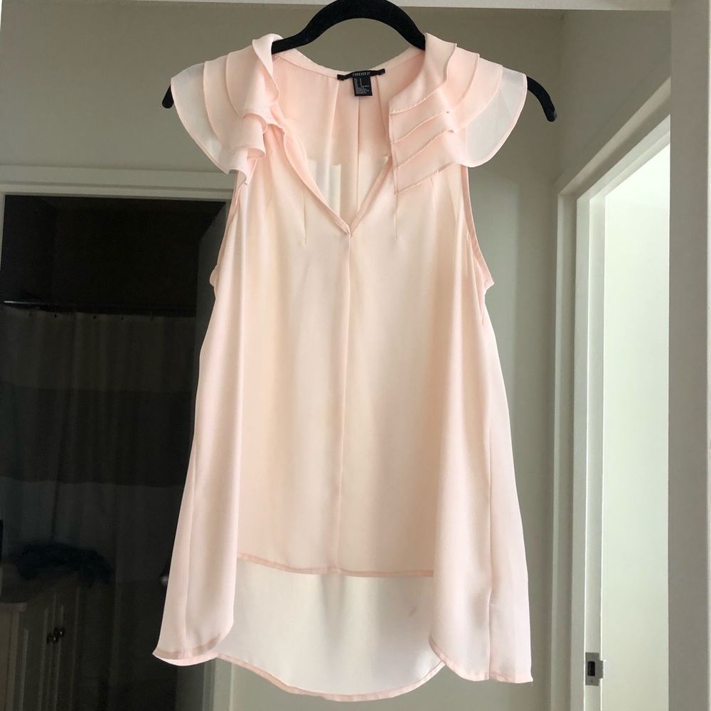 Flowy, Forever 21 pale pink blouse.